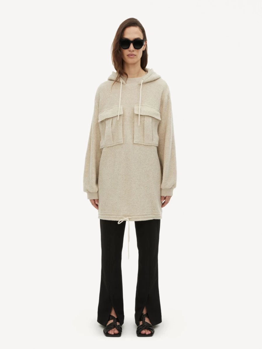 By Malene Birger Women's Fog Terry Hoodie - Soft Cotton Pullover Sweatshirt