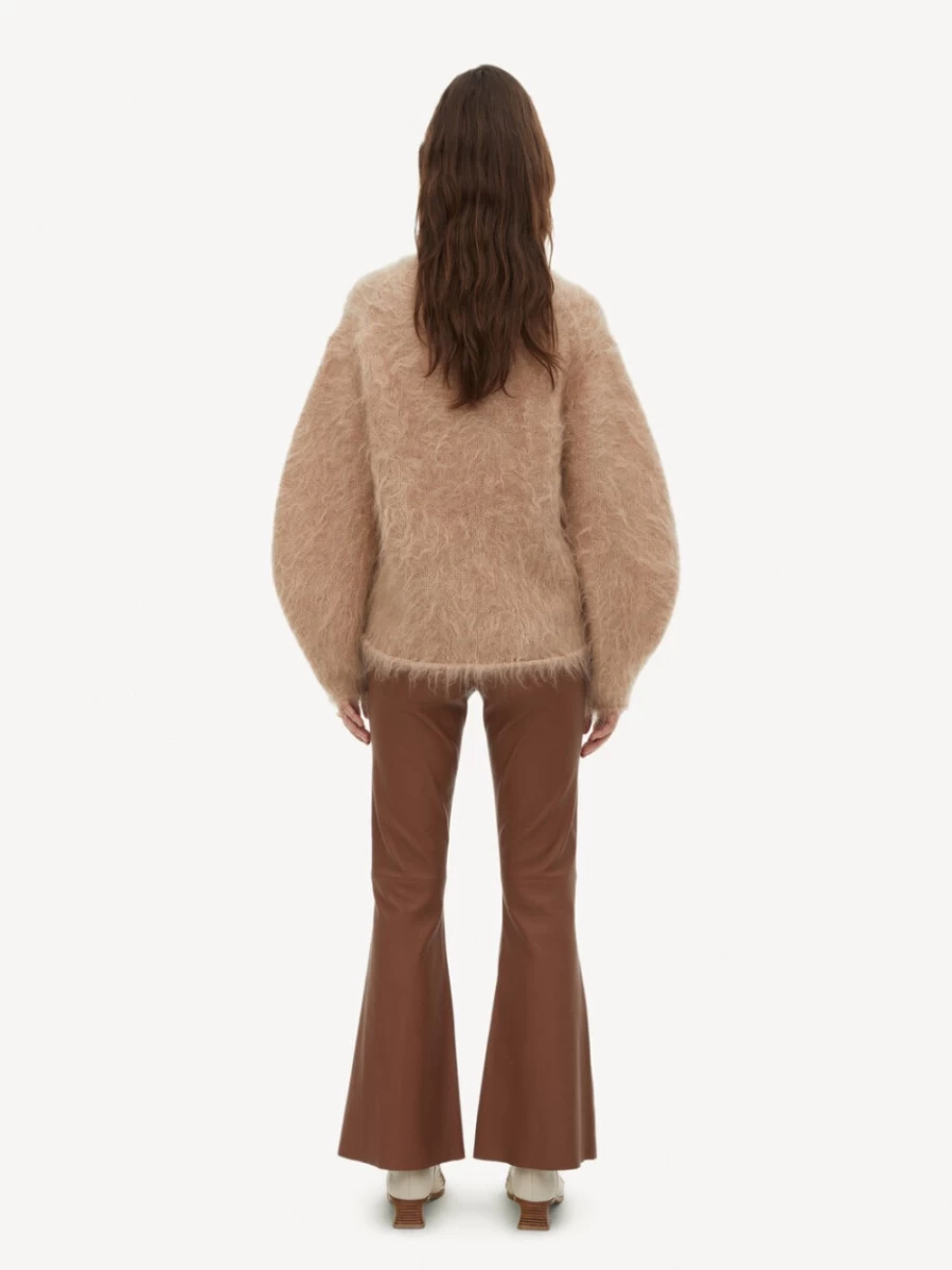 By Malene Birger Women's Evyn Leather Trousers in Dark Tan - Premium High Waist Faux Leather Pants