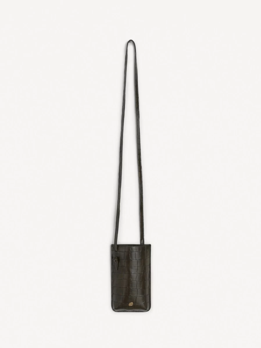 By Malene Birger Aya Leather Phone Pouch for Women - Dusty Brown
