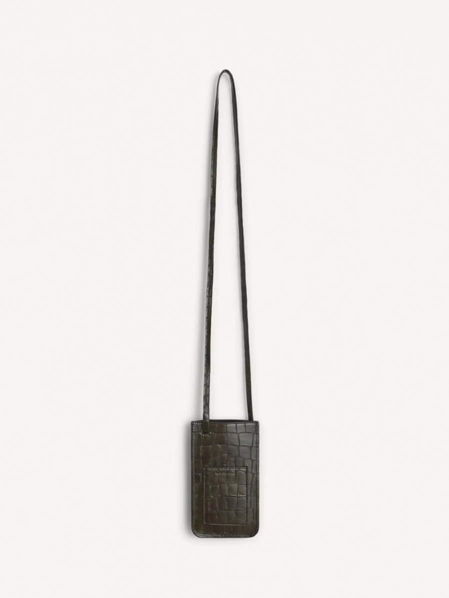 By Malene Birger Aya Leather Phone Pouch for Women - Dusty Brown
