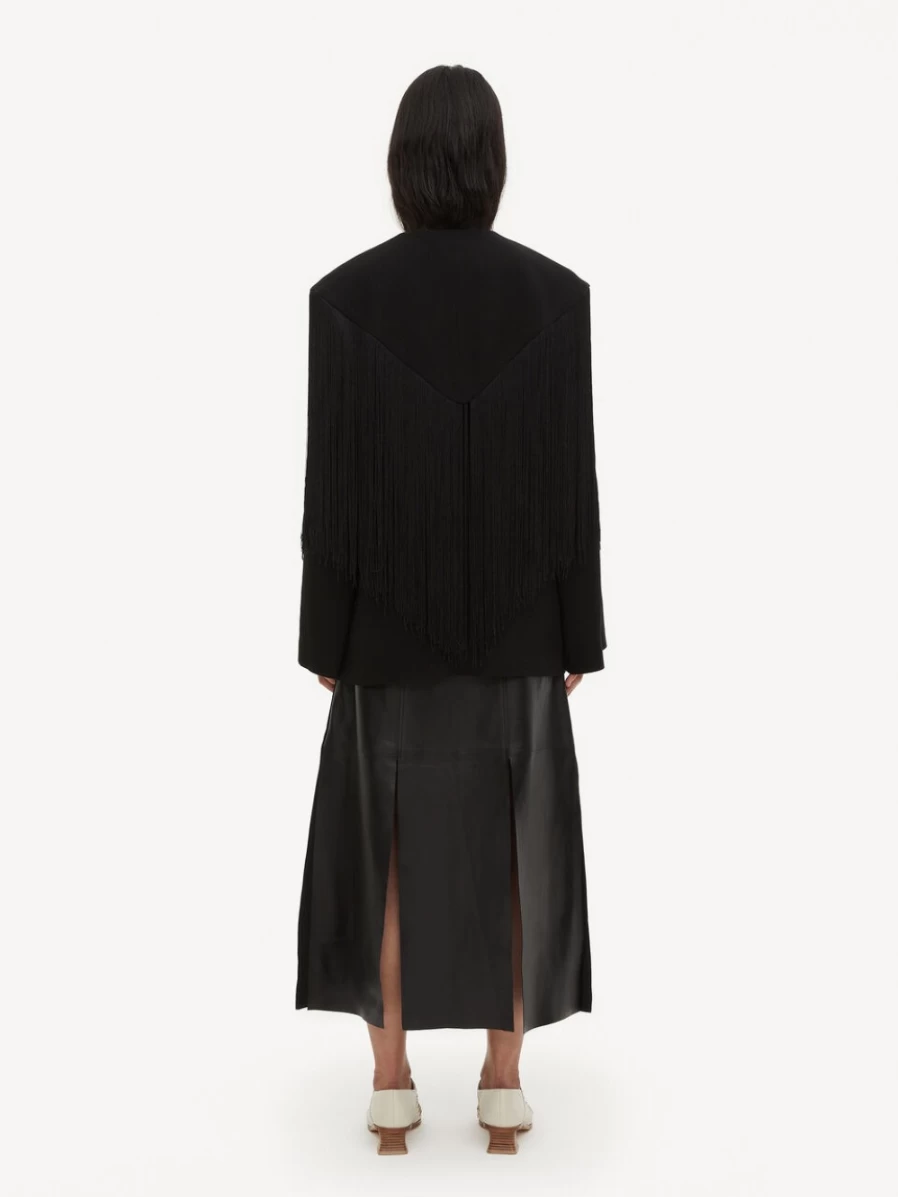 By Malene Birger Women's Black Areli Fringed Jacket - Stylish Fringe Detail Coat