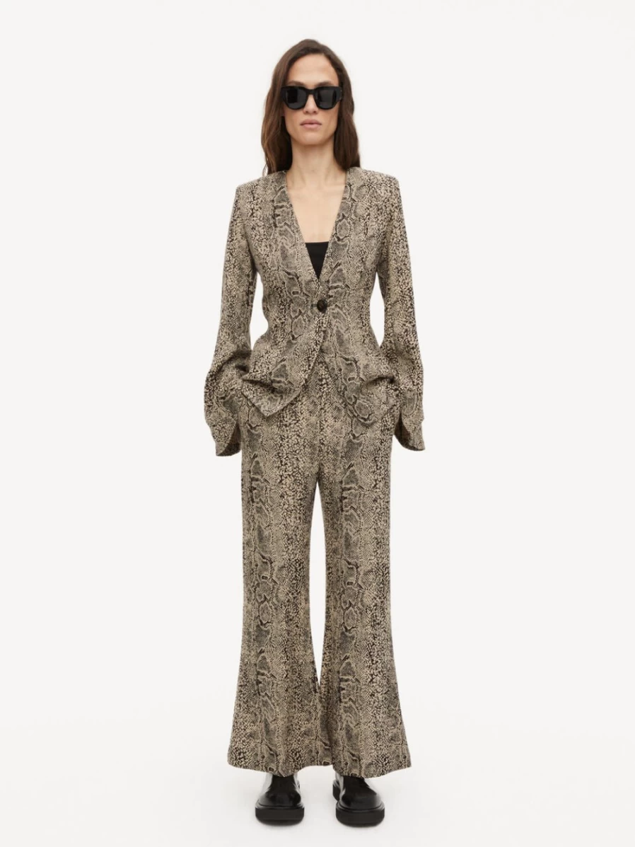 By Malene Birger Women's High-Waisted Mafaldana Trousers in Snake Jacquard
