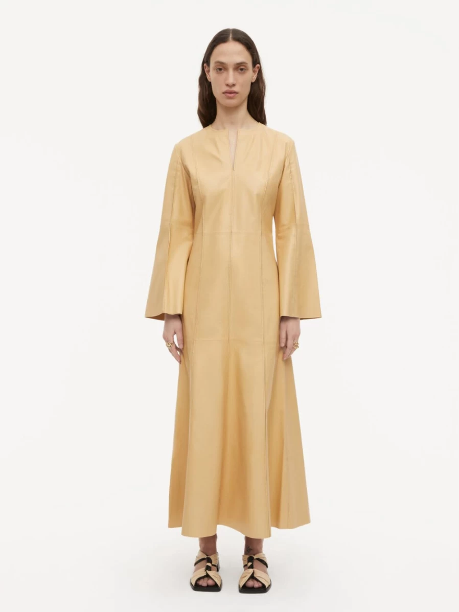 By Malene Birger Women's Karmillos Leather Maxi Dress in New Wheat