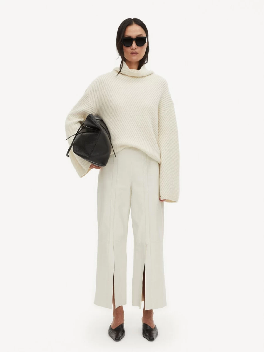 By Malene Birger Women's Cream Snow Warran Leather Trousers