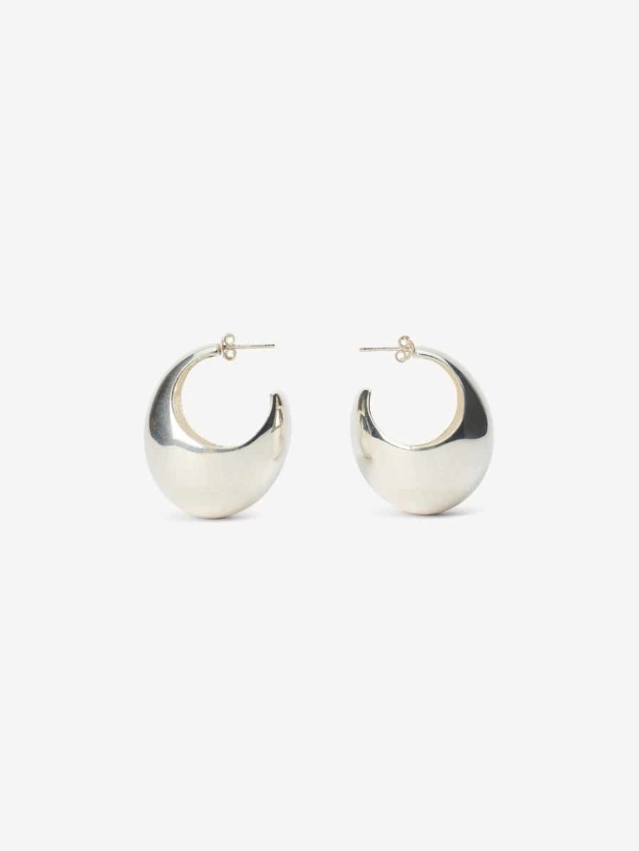 By Malene Birger Silver Silla Earrings for Women - Elegant Sterling Silver Hoop Earrings