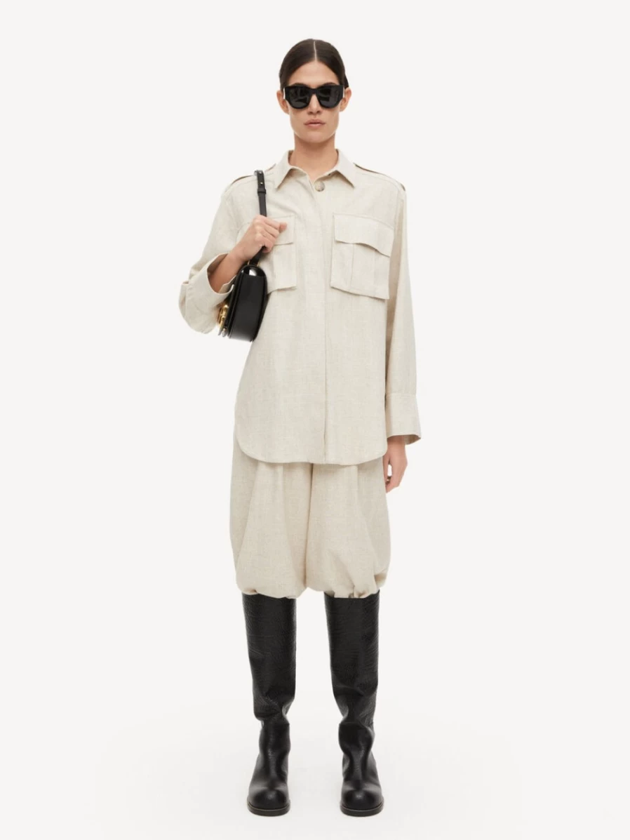 "By Malene Birger Solani Shirt for Women in Fog Color – Elegant Blouse"