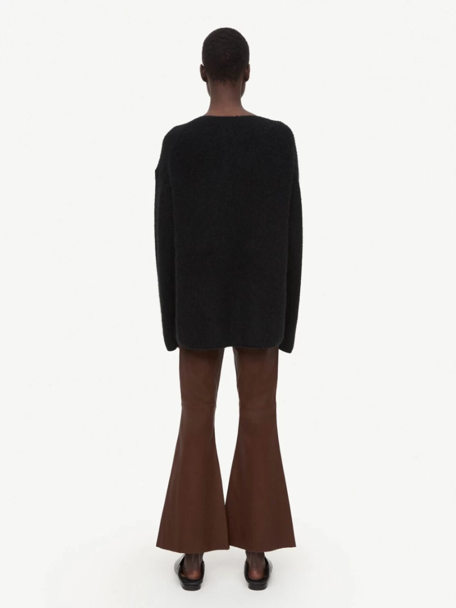 By Malene Birger Women's Cropped Leather Trousers in Chestnut | Evyline Style
