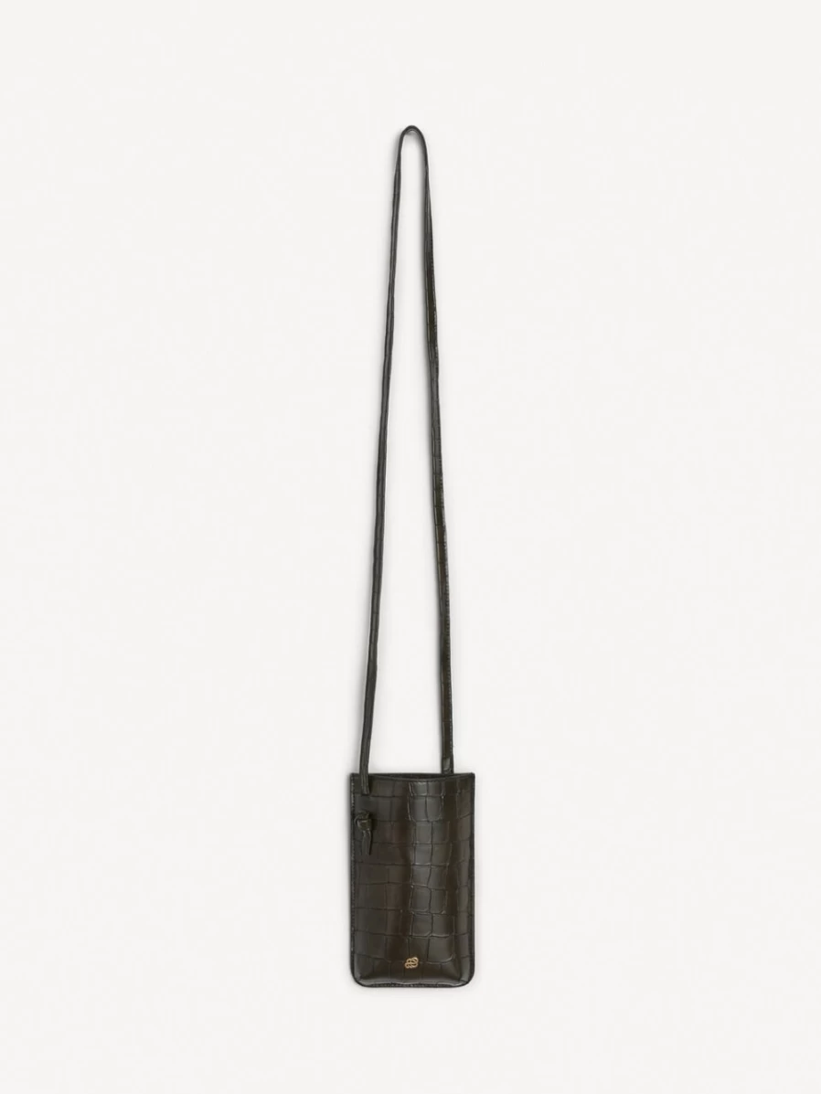 By Malene Birger Aya Leather Phone Pouch for Women - Dusty Brown