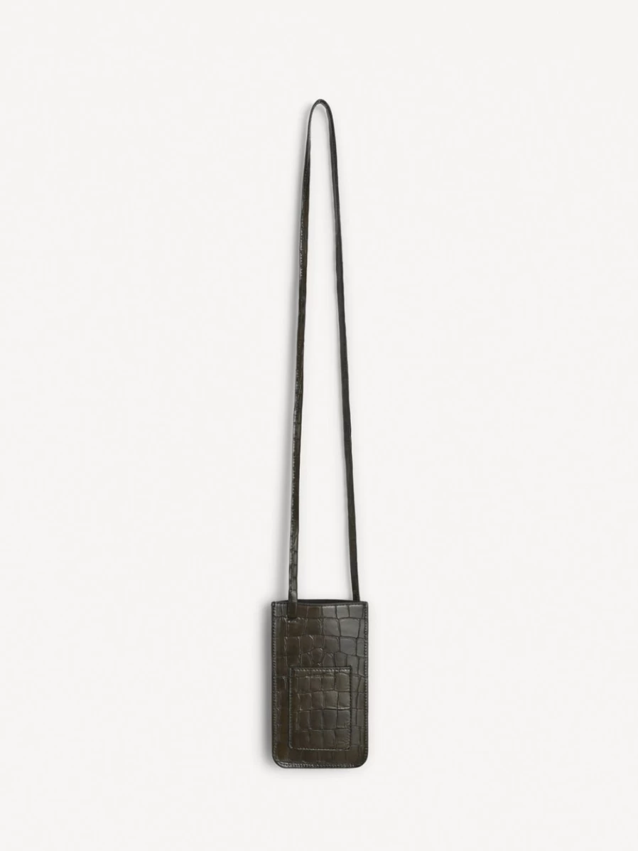 By Malene Birger Aya Leather Phone Pouch for Women - Dusty Brown