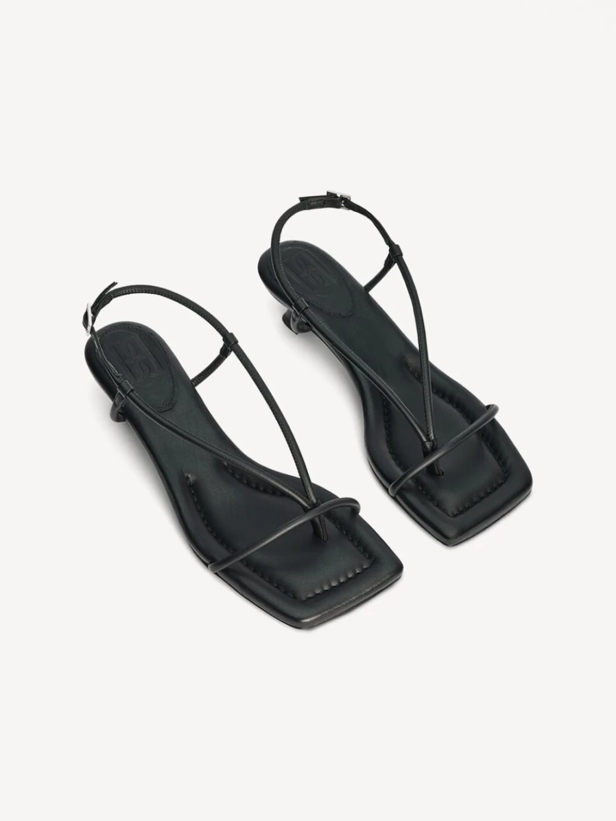 By Malene Birger Women's Black Tevi Leather Slingback Sandals