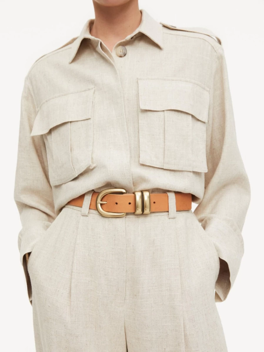 By Malene Birger Women's Tan Zoira Genuine Leather Belt