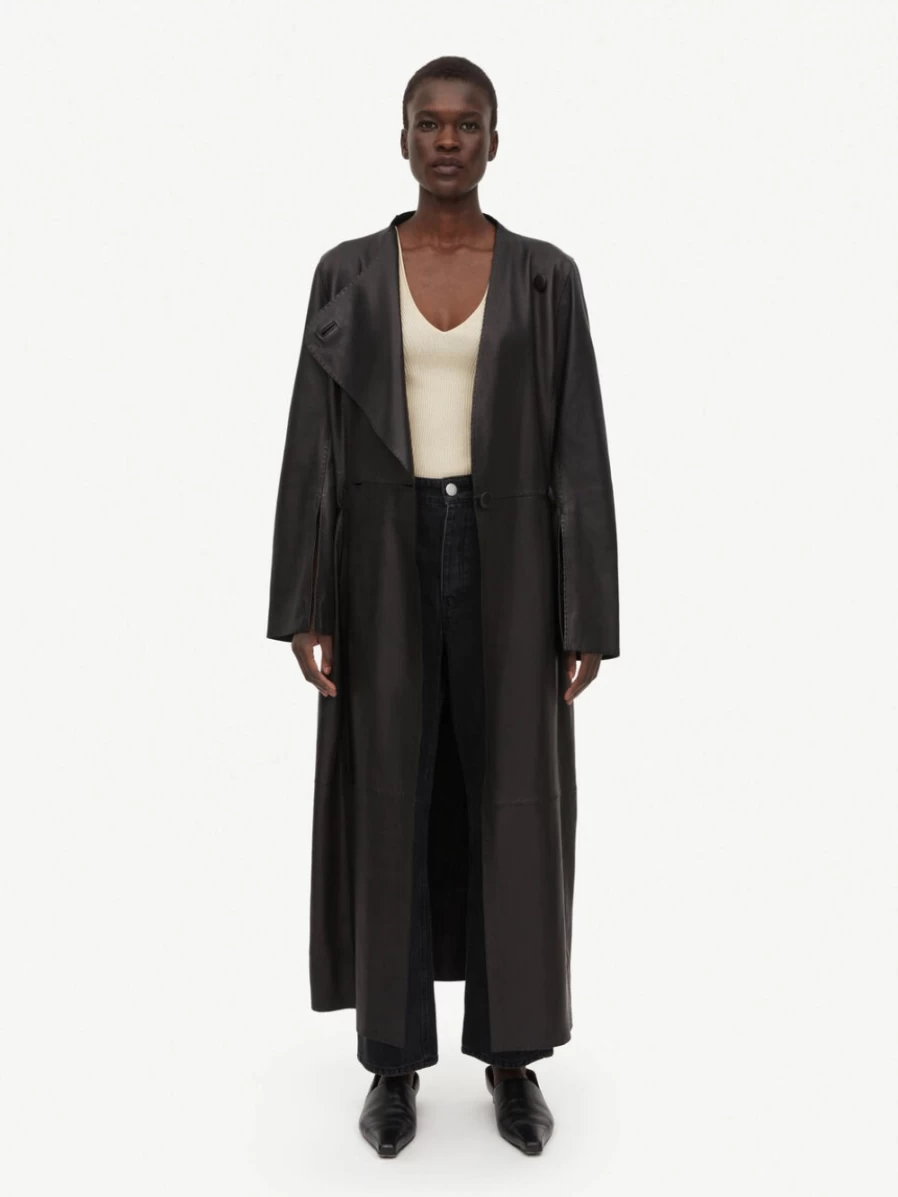 By Malene Birger Sirrena Black Leather Coat for Women