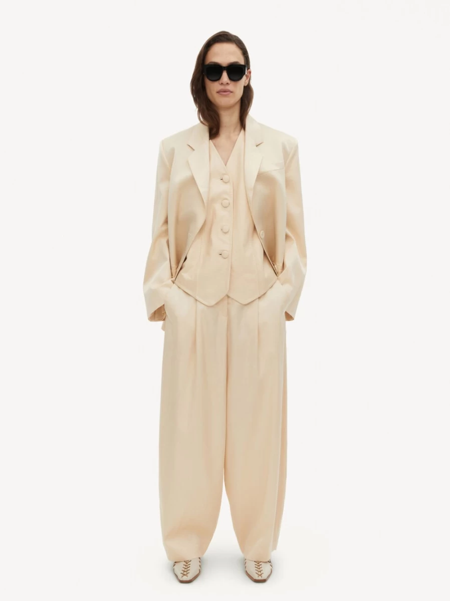 By Malene Birger Women's High-Waisted Vanilla Cream Trousers - Povilos