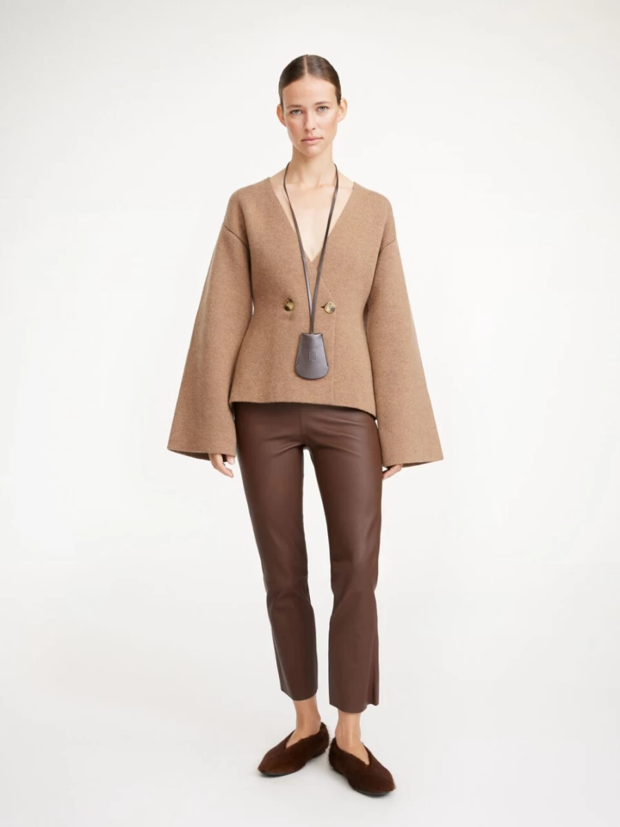 By Malene Birger Women's Florentina Leather Trousers in Chestnut Brown