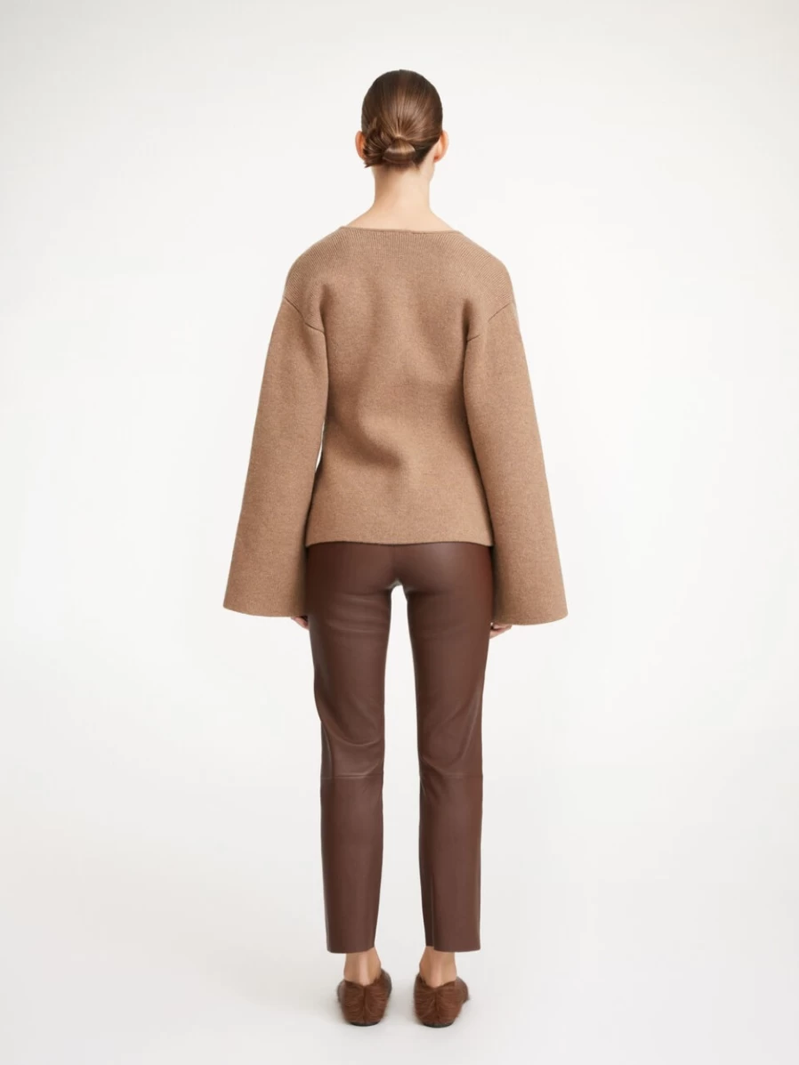 By Malene Birger Women's Florentina Leather Trousers in Chestnut Brown