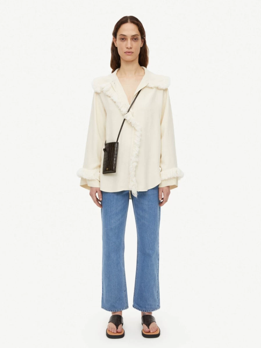 By Malene Birger Women's Lyona Fringed Blouse in Soft White | Boho Chic Top