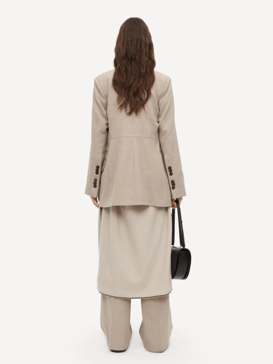 "By Malene Birger Women's Beige Melange Porter Blazer | Classic Tailored Jacket"