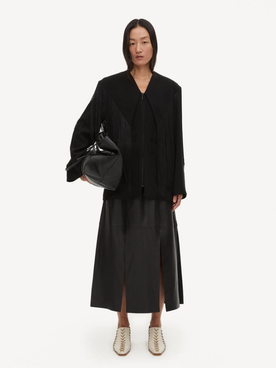 By Malene Birger Areli Black Fringed Jacket for Women