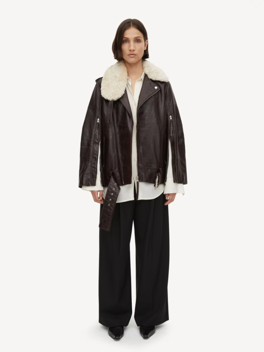 By Malene Birger Women's Earth Powder Beatrisse Leather Jacket