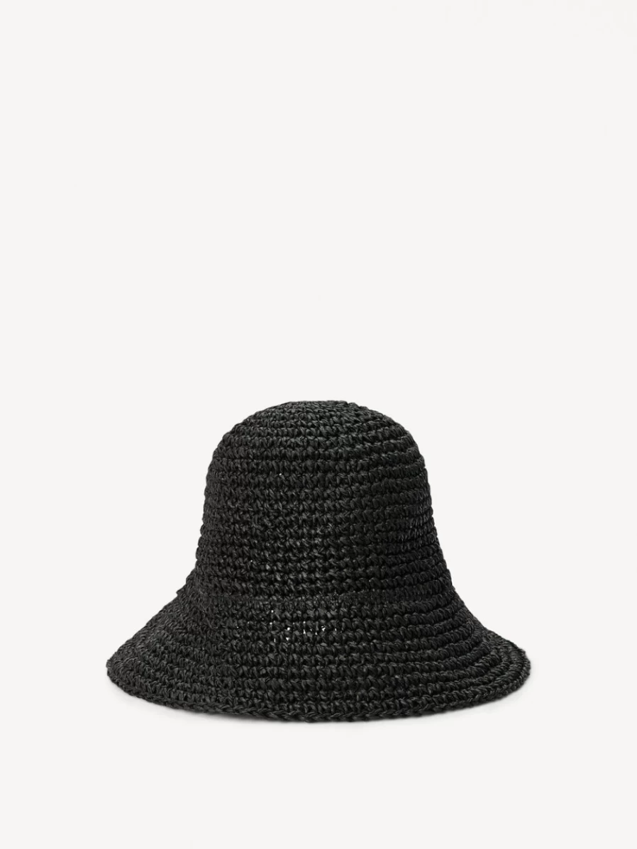By Malene Birger Women's Black Strawa Hat - Elegant Wide Brim Summer Sun Hat