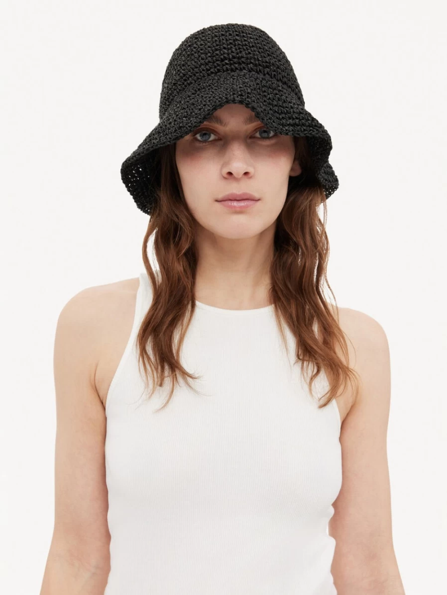By Malene Birger Women's Black Strawa Hat - Elegant Wide Brim Summer Sun Hat