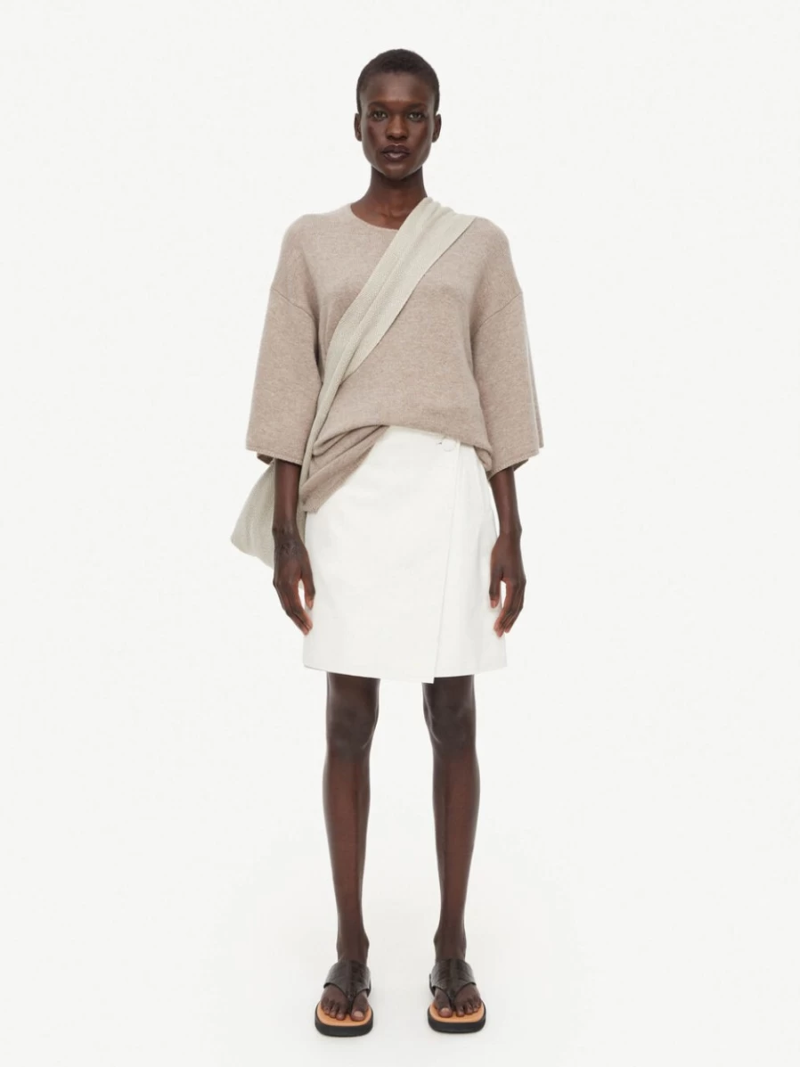 By Malene Birger Women's Esmaa Leather Skirt in Tinted White | Premium Leather Fashion