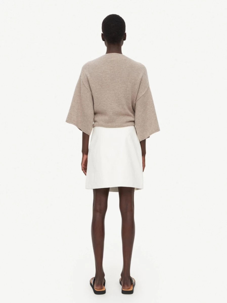 By Malene Birger Women's Esmaa Leather Skirt in Tinted White | Premium Leather Fashion