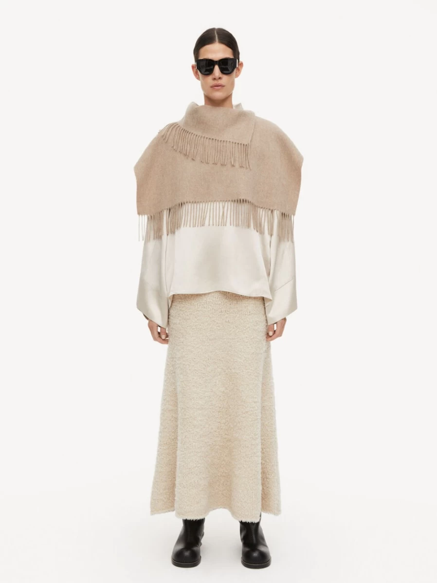 By Malene Birger Women's Turtla Wool Fringe Bib Scarf - Grey Brown Melange