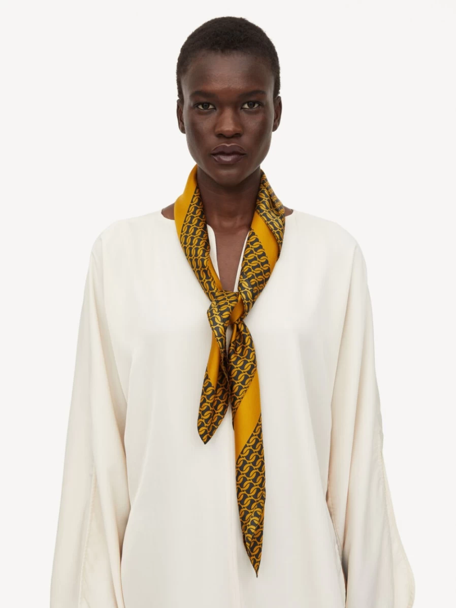 By Malene Birger Monne Silk Scarf for Women - Tobacco Brown Luxury Womens Scarves