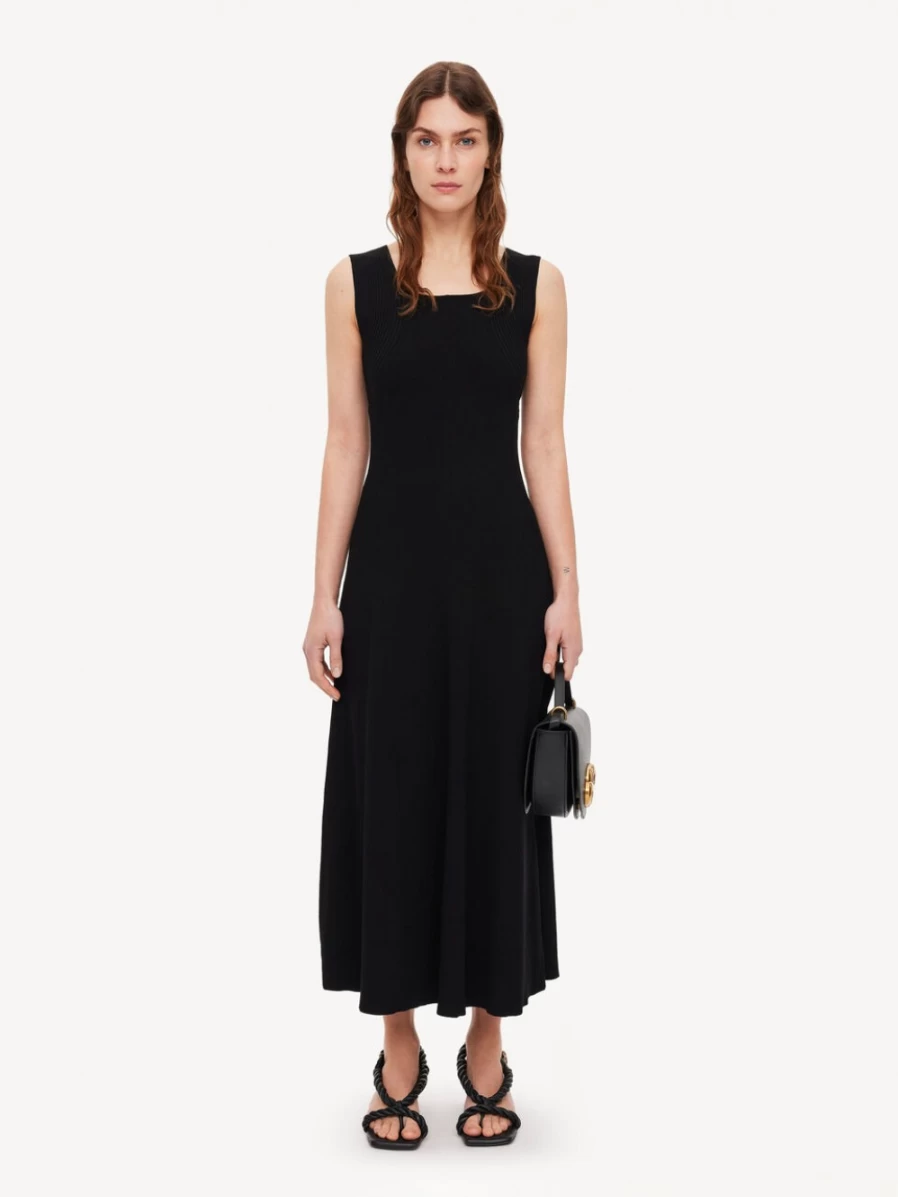 By Malene Birger Women's Black Lilo Ribbed-Knit Midi Dress