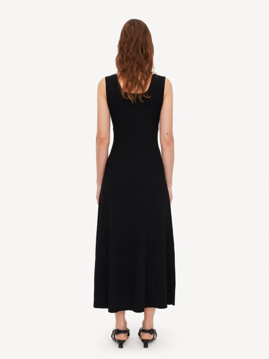 By Malene Birger Women's Black Lilo Ribbed-Knit Midi Dress