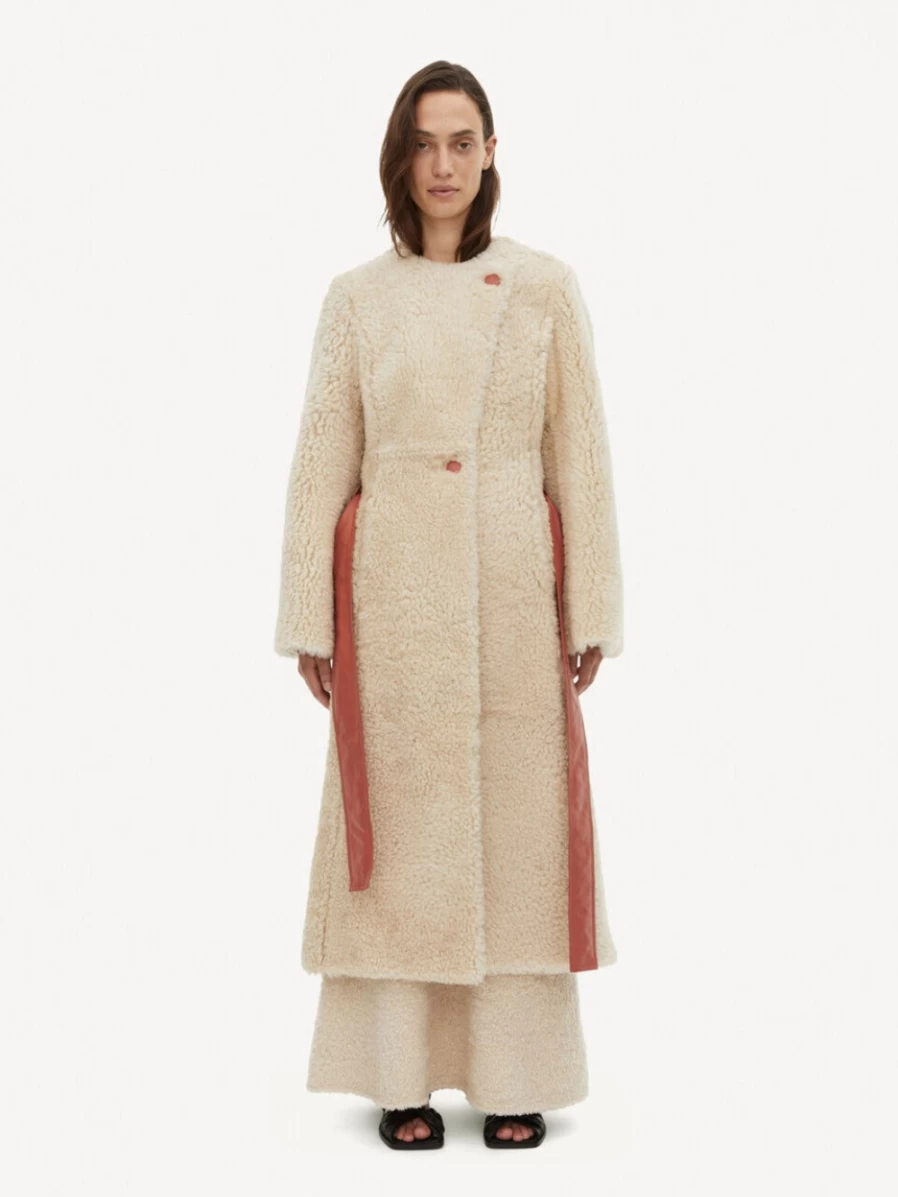 By Malene Birger Women's Vanilla Cream Perugia Shearling & Suede Winter Coat