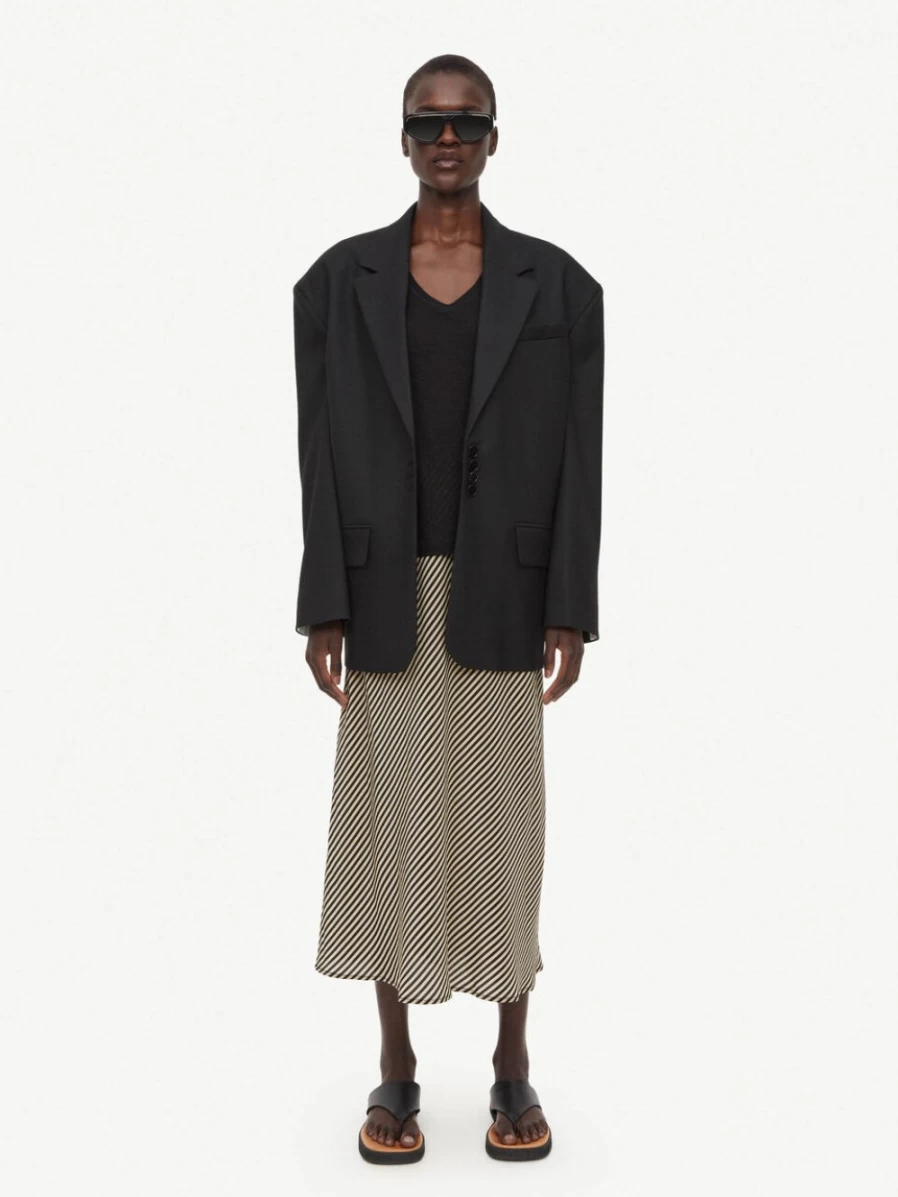 By Malene Birger Women's Diagonal Stripe Silk Midi Skirt - Bosha