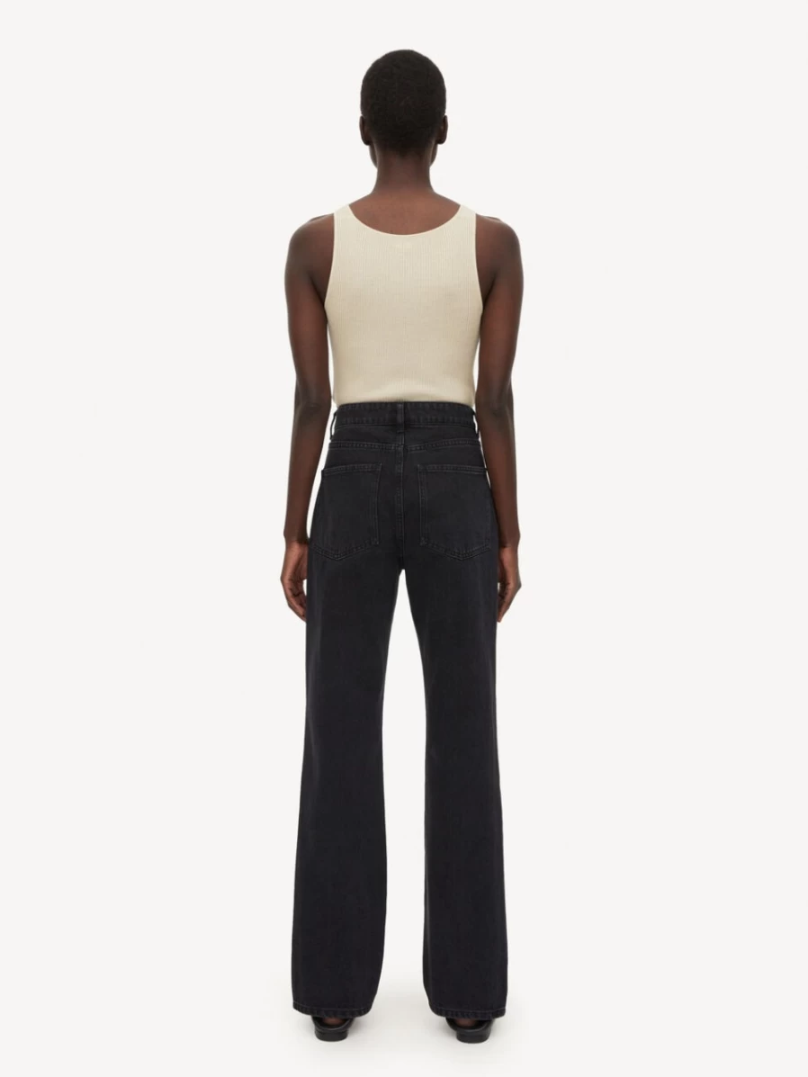 By Malene Birger Women's Black Organic Cotton Jeans - Miliumlo High Waisted Slim Fit Sustainable Denim Pants