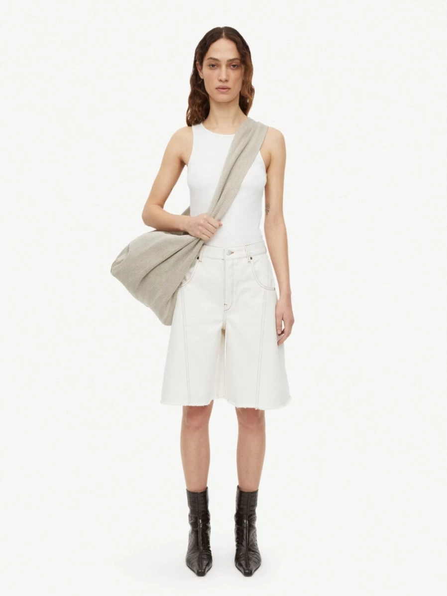 By Malene Birger Women's Mavou Denim Shorts in Soft White | High-Quality Designer Shorts