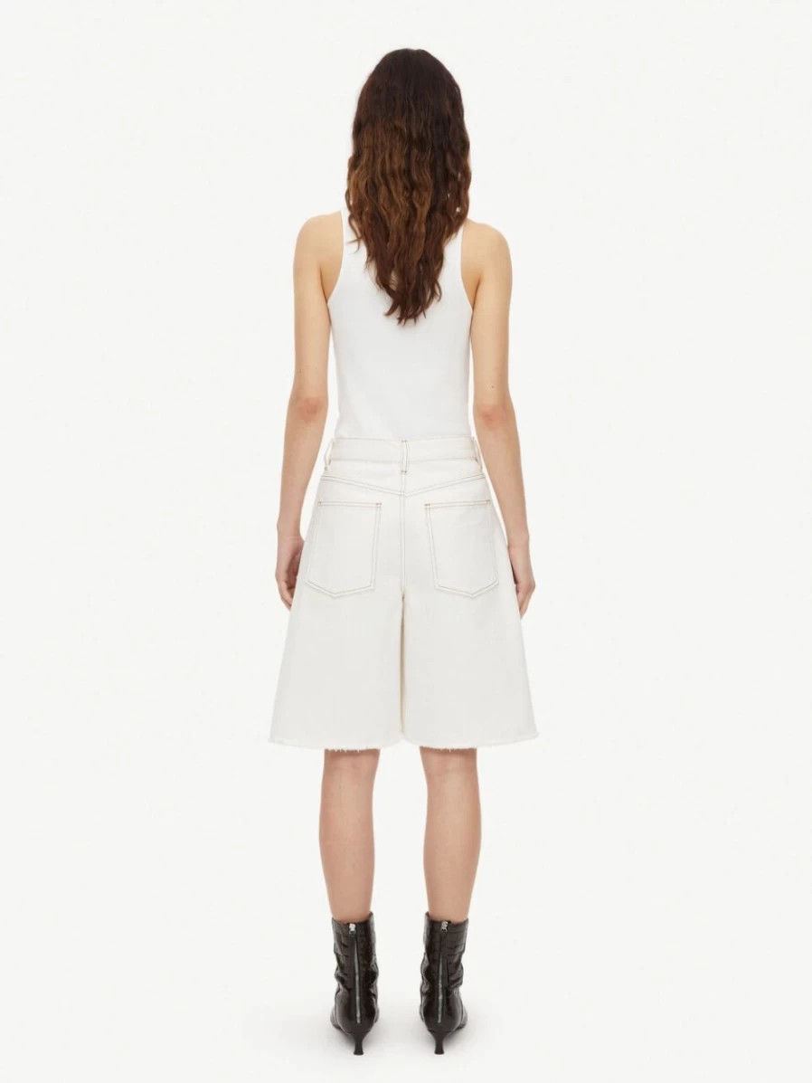 By Malene Birger Women's Mavou Denim Shorts in Soft White | High-Quality Designer Shorts
