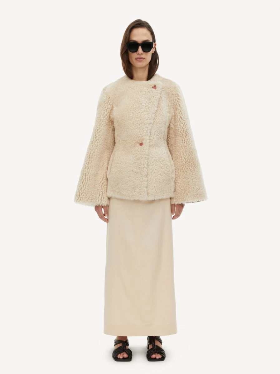 By Malene Birger Women's Vanilla Cream Reversible Shearling Jacket - Albertas Style