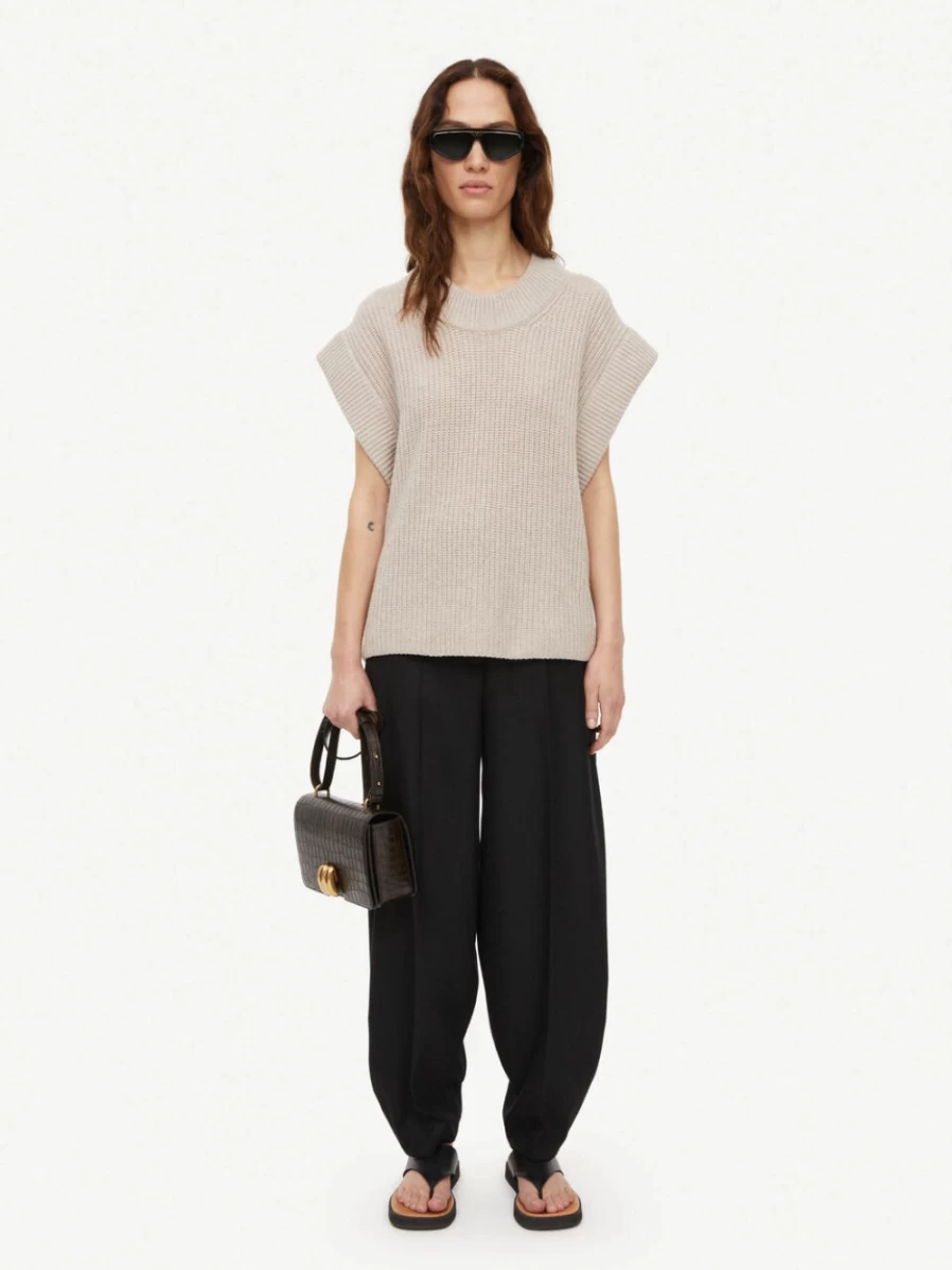 By Malene Birger Women's Oyster Gray Ribbed Vest - Farima Style