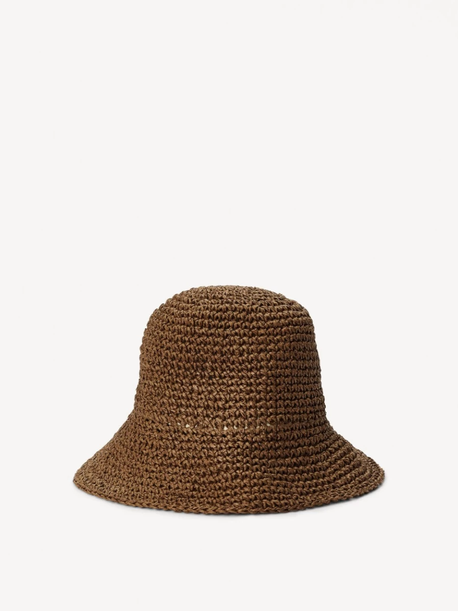 "By Malene Birger Women's Warm Brown Straw Hat – Stylish Summer Accessory"