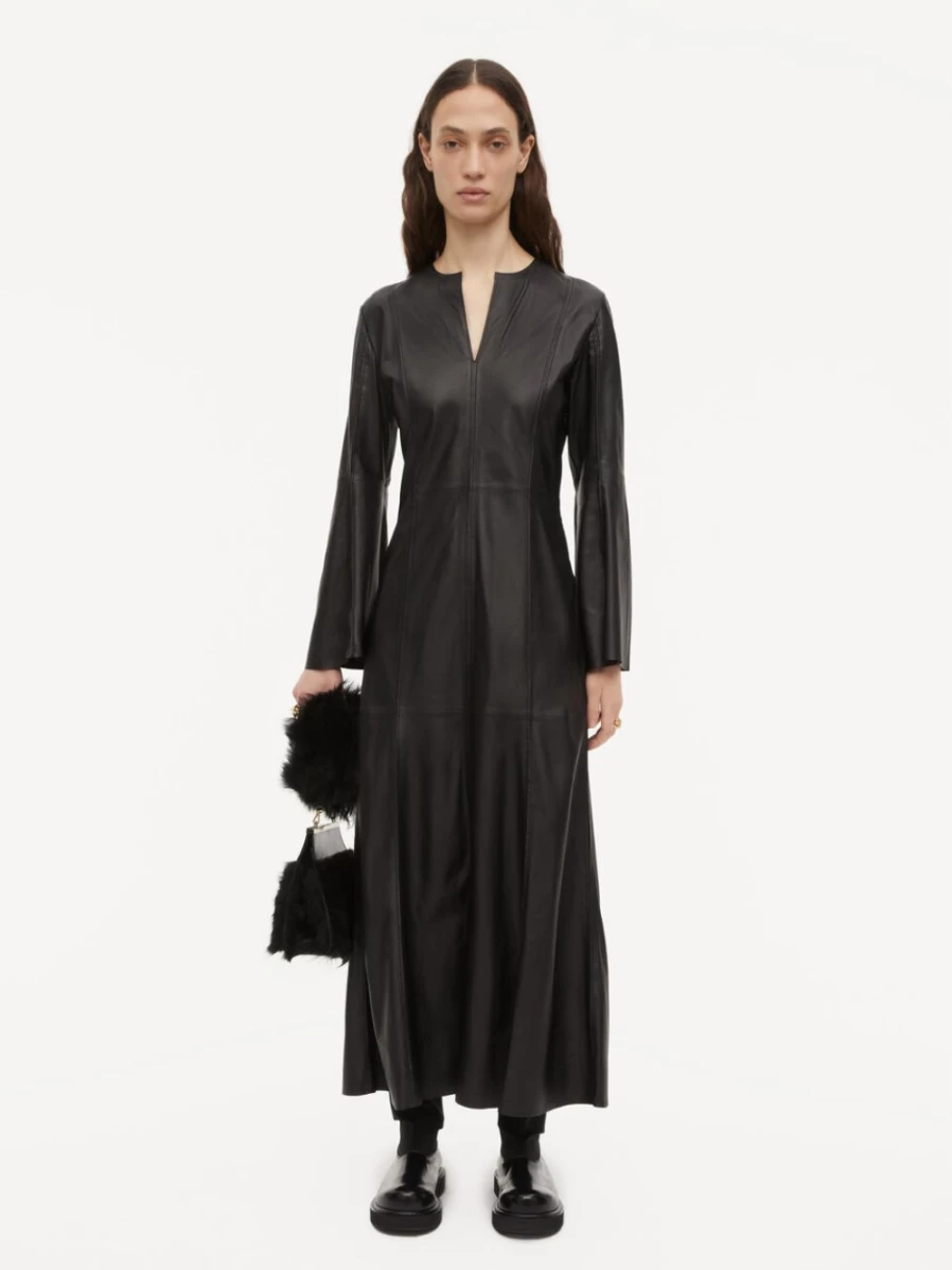 By Malene Birger Women's Black Karmillos Leather Maxi Dress