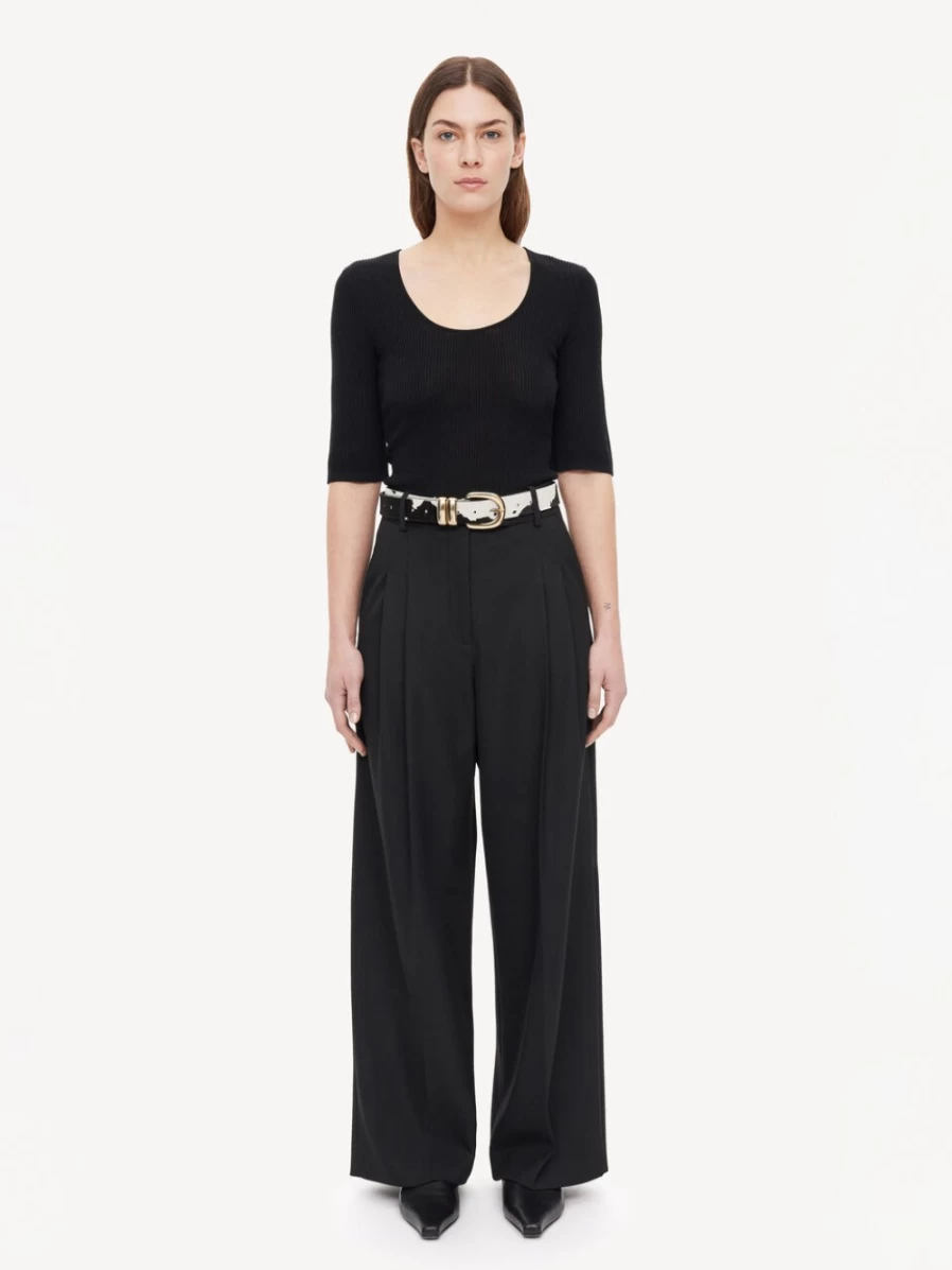 By Malene Birger Women's Black Remona Ribbed-Knit Top