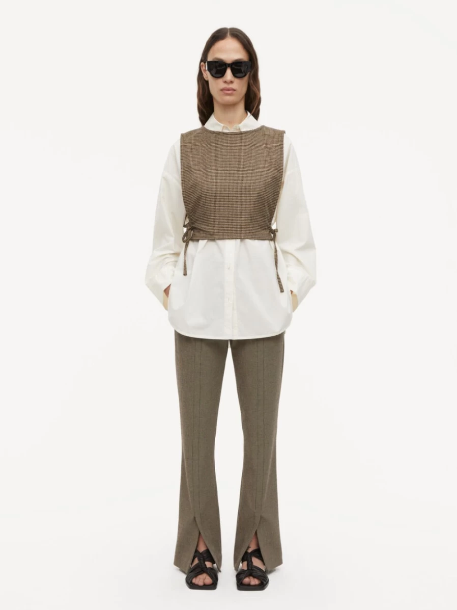 By Malene Birger Orianna High-Waisted Trousers for Women in Graphic Forest - Elegant Women's Pants