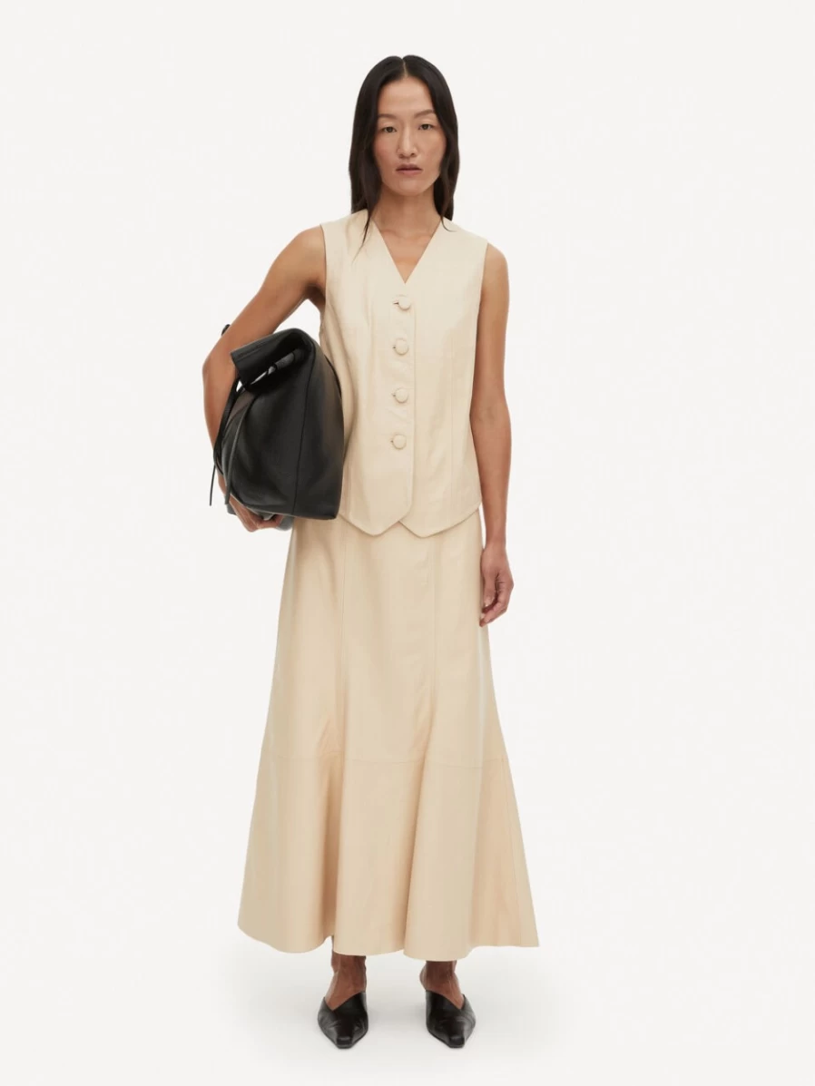 By Malene Birger Women's Vanilla Cream Floela Leather Maxi Skirt