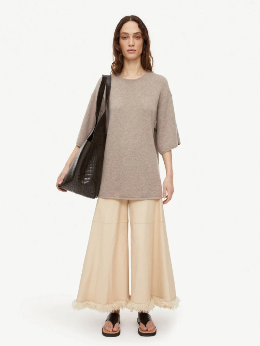 By Malene Birger Women's Vanilla Cream Muriell Genuine Leather Trousers