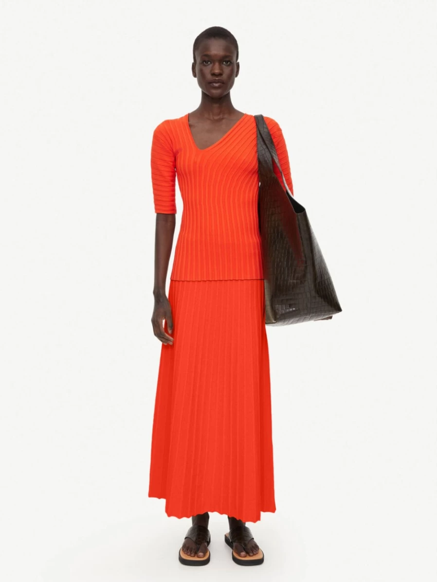 By Malene Birger Women's Idris Maxi Skirt in Orange - Elegant Long Flowy Skirt