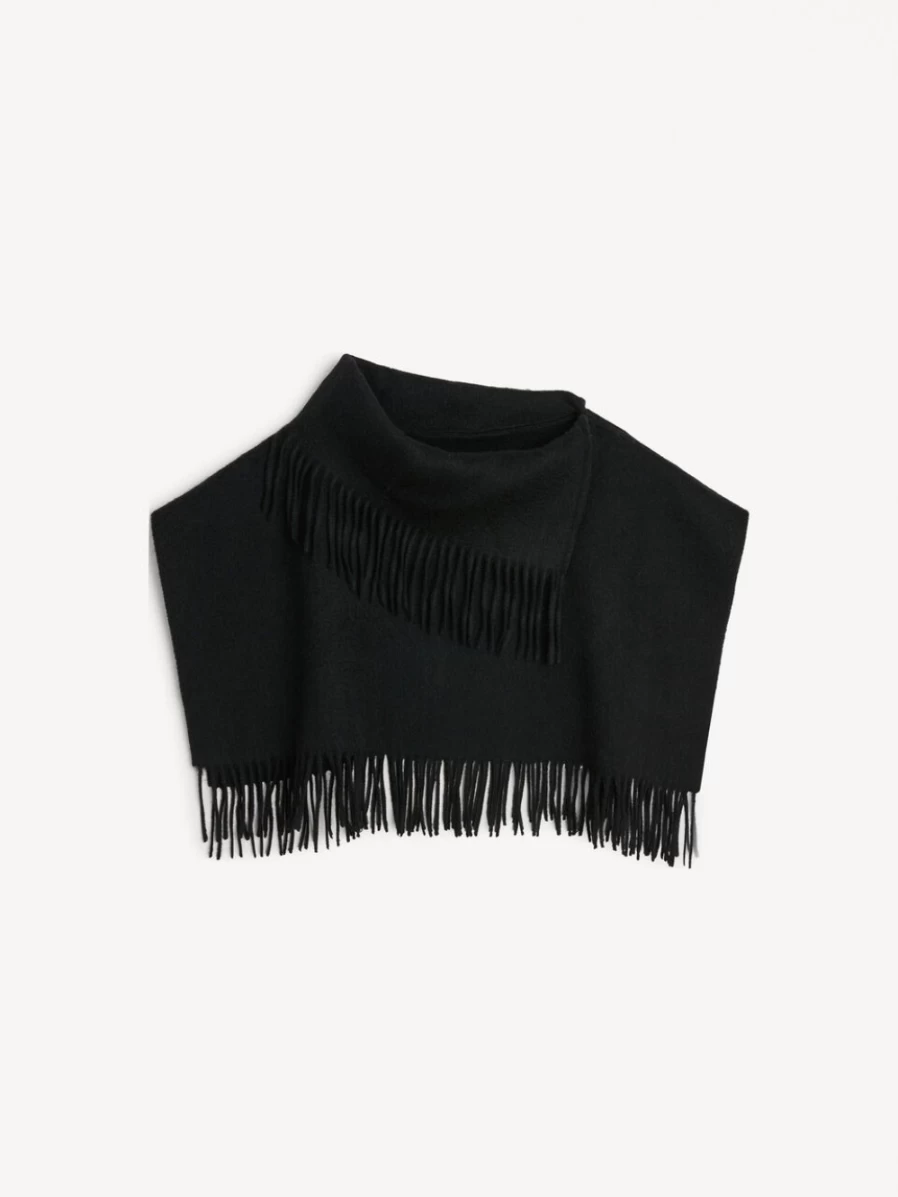 By Malene Birger Women's Black Wool Fringe Bib Scarf