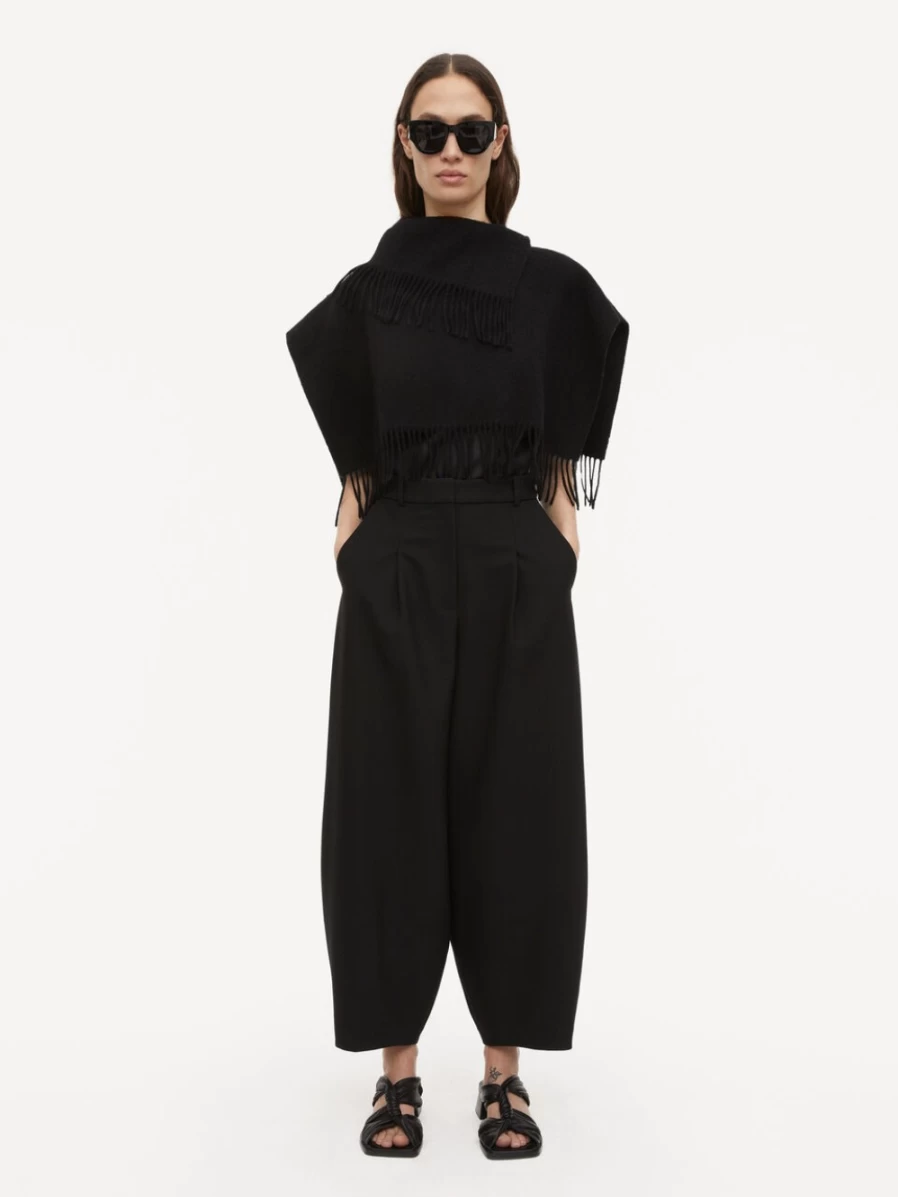 By Malene Birger Women's Black Wool Fringe Bib Scarf