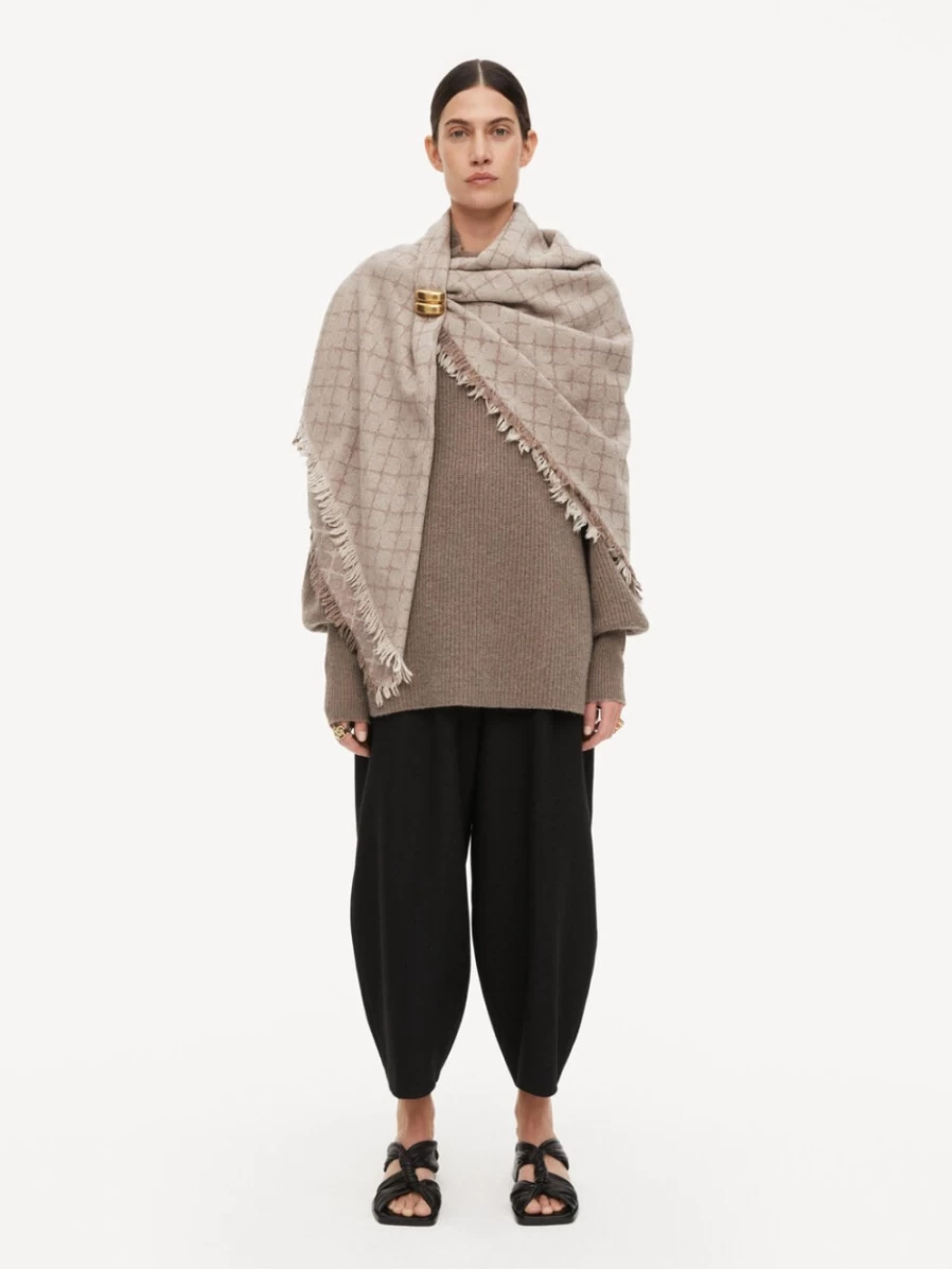 By Malene Birger Marilas Printed Scarf for Women - Grey Brown Melange Wrap