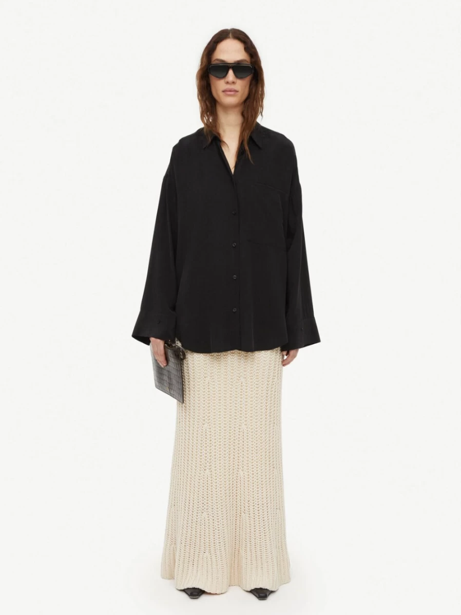 By Malene Birger Women's Black Organic Silk Shirt - Derris Style
