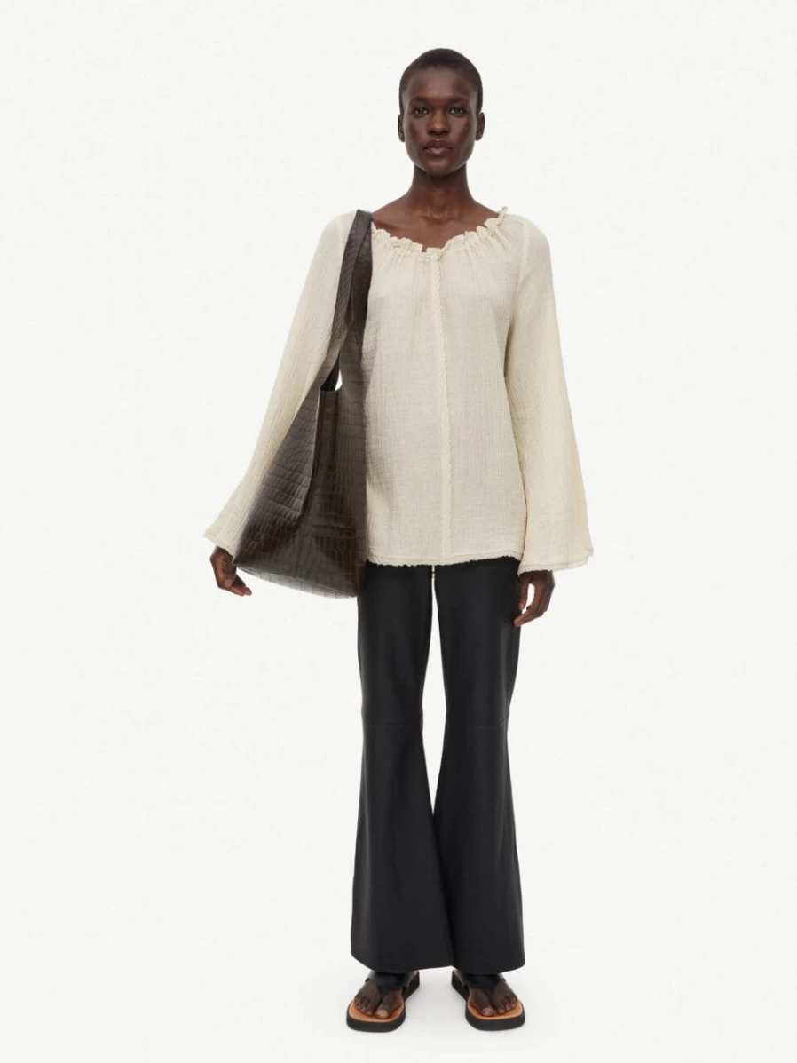 "By Malene Birger Women's Havanna Blouse in Lt. Sand | Elegant Casual Top"